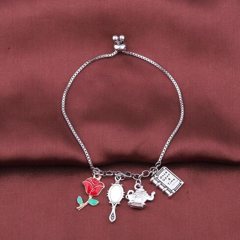 FOTAP Belle Princess Tale As Old As Time Inspire Bracelet Rose Charm Bracelet Princess Fan Jewelry Fairytale Magic Merch in Saudi Arabia