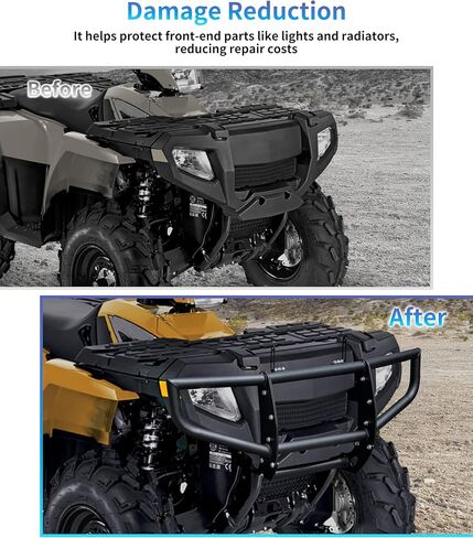 Front Bumper Guard with Light Bar Bracket for Polaris Sportsman 450 500 600 700 800 2005-2010 Accessories, Combined Heavy Duty Steel Front Brush Guard Protector in Saudi Arabia