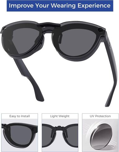 Polarized Clip-on for Ray-Ban Meta Headliner RW4009 & Gen 2 RW4013 50mm Sunglasses - Black+Fire Red+Ice Blue in Saudi Arabia