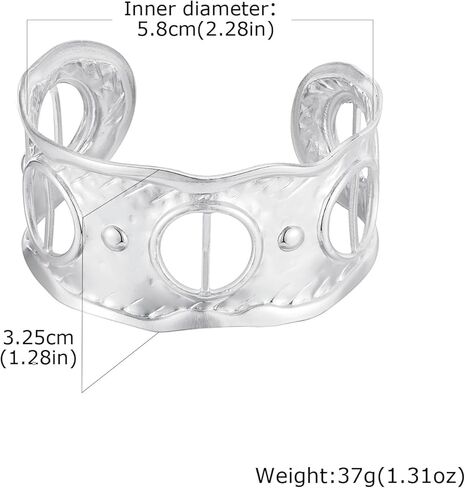 Scarf Cuff Bracelet for Women, 5.8cm Stainless Steel Gold Plated Bangle with 3.25cm Opening, Luxury Scarf Jewelry Accessory Gift in Saudi Arabia