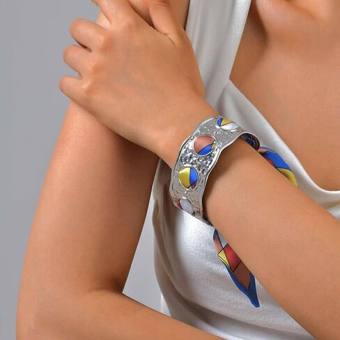 Scarf Cuff Bracelet for Women, 5.8cm Stainless Steel Gold Plated Bangle with 3.25cm Opening, Luxury Scarf Jewelry Accessory Gift in Saudi Arabia