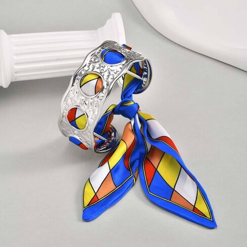 Scarf Cuff Bracelet for Women, 5.8cm Stainless Steel Gold Plated Bangle with 3.25cm Opening, Luxury Scarf Jewelry Accessory Gift in Saudi Arabia