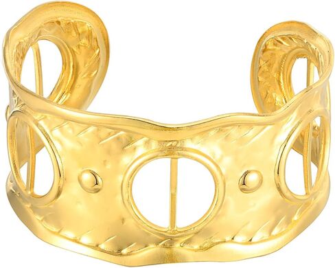 Scarf Cuff Bracelet for Women, 5.8cm Stainless Steel Gold Plated Bangle with 3.25cm Opening, Luxury Scarf Jewelry Accessory Gift in Saudi Arabia