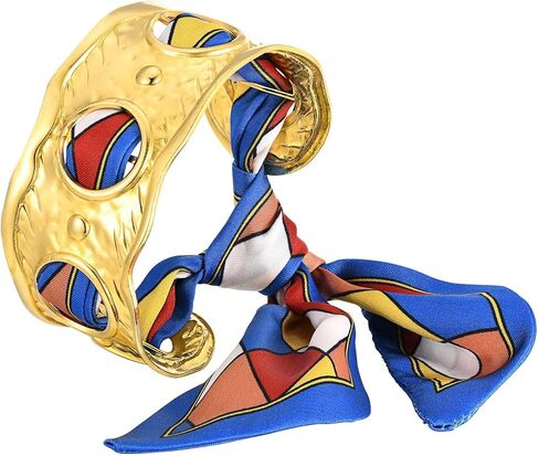 Scarf Cuff Bracelet for Women, 5.8cm Stainless Steel Gold Plated Bangle with 3.25cm Opening, Luxury Scarf Jewelry Accessory Gift in Saudi Arabia