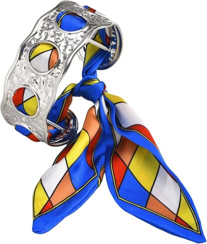 Scarf Cuff Bracelet for Women, 5.8cm Stainless Steel Gold Plated Bangle with 3.25cm Opening, Luxury Scarf Jewelry Accessory Gift in Saudi Arabia