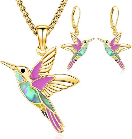 Eusense Hummingbird Pendant Necklace & Drop Earrings for Women Sterling Silver Hummingbird Jewelry Set Gifts in Saudi Arabia