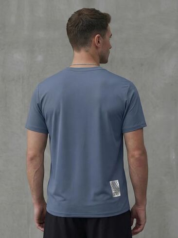 Men's Workout T-Shirt, Quick Dry Running Shirt, Lightweight Breathable Mesh Athletic Tee, Soft Stretch Gym Top, Mist Blue in Saudi Arabia