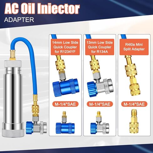 Ac Leak Detector Kit R1234yf R134a R410a Ac Oil UV Dye Injector Kit Refrigerant Leak Detector Tool with Low Side Quick Coupler Mini Split Adapter Glasses Flashlight in Saudi Arabia