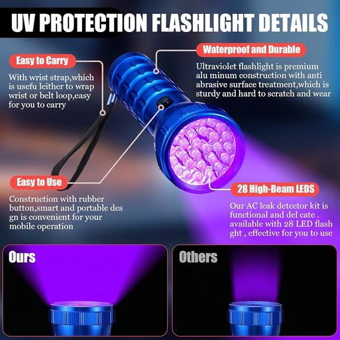 Ac Leak Detector Kit R1234yf R134a R410a Ac Oil UV Dye Injector Kit Refrigerant Leak Detector Tool with Low Side Quick Coupler Mini Split Adapter Glasses Flashlight in Saudi Arabia