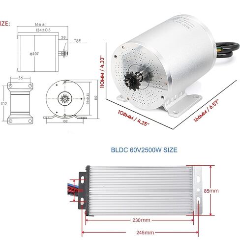 4400RPM 2500W 60V محرك سكوتر كهربائي بدون فرش DC Motor Kits محركات Gokart الكهربائية المتوسطة مع وحدة تحكم في السرعة 45A، خنق، دواسة القدم E-Scooter E-Bike Dirt Bike Motorcycle in Kuwait