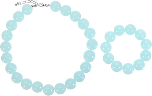 MECCANIXITY Chunky Beaded Necklace Bracelet, Adjustable Acrylic Round Beaded Collar Necklace Big Ball Bead Bracelet in Saudi Arabia