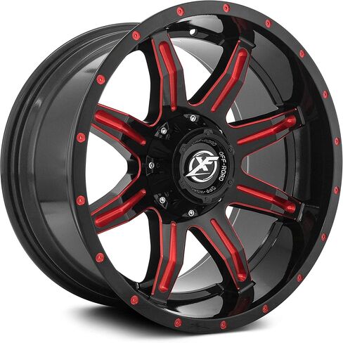 XF Offroad XF-215 Gloss Black & Red Wheels (20x10" 6x135 6x139.7 -24 108) in Saudi Arabia