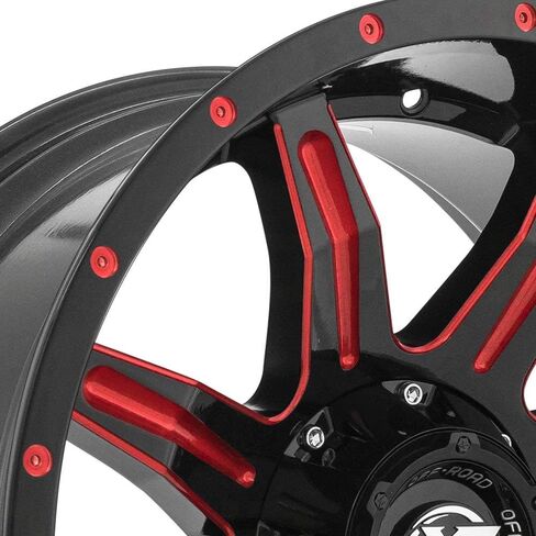 XF Offroad XF-215 Gloss Black & Red Wheels (20x10" 6x135 6x139.7 -24 108) in Saudi Arabia