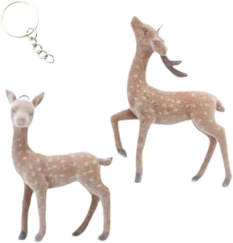 2 قطعة الغزلان البني طباعة سلاسل المفاتيح نزوة توي عيد الميلاد غامض الحيوان طباعة حلقة رئيسية للنساء الرجال 2000s اكسسوارات in Kuwait