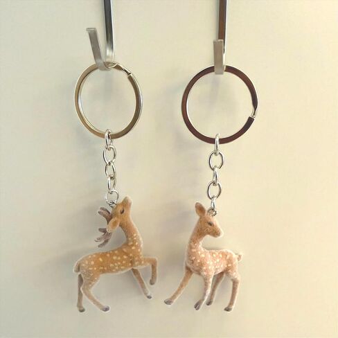 2 قطعة الغزلان البني طباعة سلاسل المفاتيح نزوة توي عيد الميلاد غامض الحيوان طباعة حلقة رئيسية للنساء الرجال 2000s اكسسوارات in Kuwait