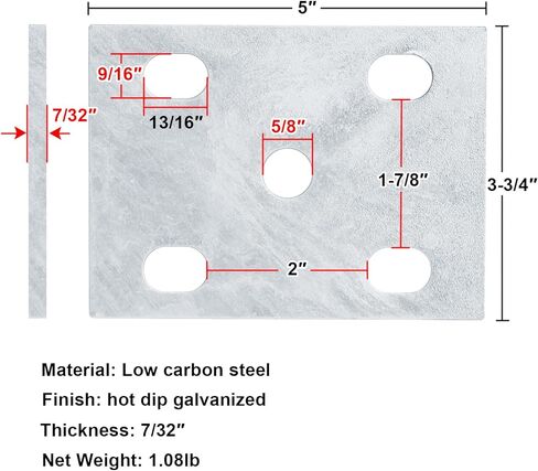 4 Pack Trailer Axle U-Bolt Tie Plates Fits 2" Square Axles and 1-3/4" Leaf Springs, 7/32" Thick in Saudi Arabia