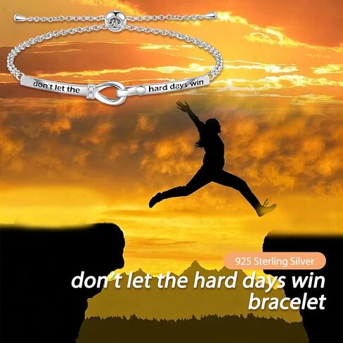 Dont Let The Hard Days Win Bracelet for Women - 925 Sterling Silver Hope Inspirational Jewelry Encouragement Gift Bible Verse Religious Gift Hypoallergenic in Saudi Arabia