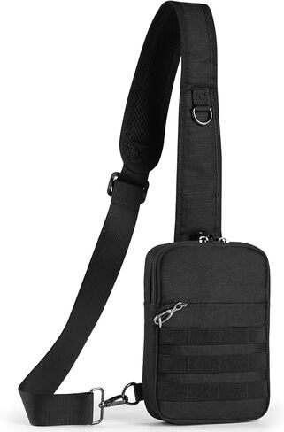 حقيبة كتف تكتيكية صغيرة مضادة للسرقة من برودريم، حقيبة صدر EDC مع نظام مولي وجيب أمان مخفي، حقيبة كتف كروس مقاومة للماء للسفر والتنزه في صالة الألعاب الرياضية (أسود) in Kuwait