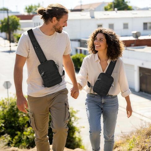 حقيبة كتف تكتيكية صغيرة مضادة للسرقة من برودريم، حقيبة صدر EDC مع نظام مولي وجيب أمان مخفي، حقيبة كتف كروس مقاومة للماء للسفر والتنزه في صالة الألعاب الرياضية (أسود) in Kuwait