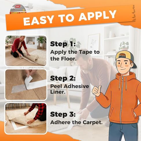 SWRT Carpet Tape Double Sided, 4 in x 30 Yards – Carpet Adhesive for Hardwood Floors, Heavy Duty Anti Slip Rug Grip Tape, Works as Rug Grippers, Residue Free, Wood Safe, Easy Removal for Tile in Saudi Arabia