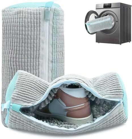 قطعتان من أكياس غسيل الأحذية، أكياس غسيل الأحذية مقاس XXL لمجفف الغسالة، سحاب قوي مع تصميم خطاف، تتضمن حقائب رياضية جافة، حقيبة غسيل قابلة لإعادة الاستخدام للأحذية الرياضية، التنس، رمادي قطعة واحدة in Kuwait