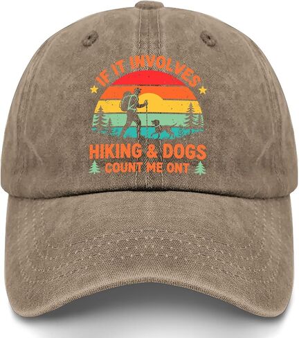 If It Involves Hiking and Dogs Count Me in Hats for Men Low Profile Washed in Saudi Arabia