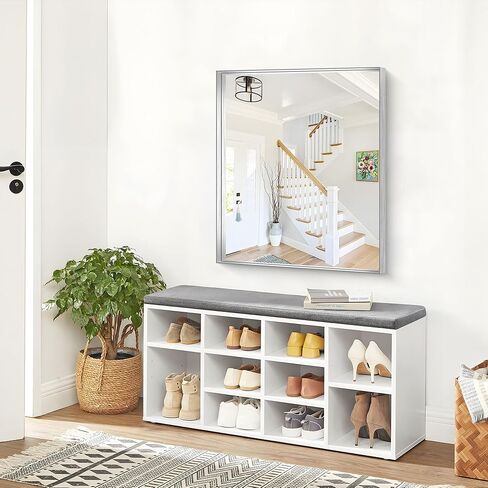 مرآة حمام فضية، مرآة بإطار مستطيل مقاس 30 × 36 بوصة، مرآة زينة كبيرة للحمام مثبتة على الحائط فوق الحوض لغرفة النوم والحمام وغرفة المعيشة، يتم تعليقها عموديًا أو أفقيًا in Kuwait