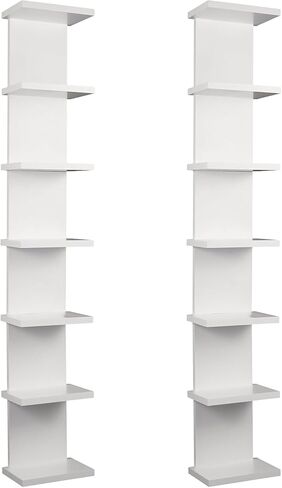 2 Pack 7 Tier Wall Shelf Unit 43" White Lack Wall Shelf Display Floating Shelves for Storage Vertical Column Tower Design Floating Storage Organizer for Bedroom Living Room Home Decor in Saudi Arabia