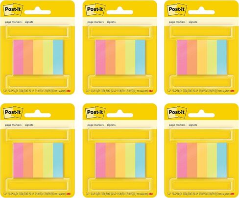 Post-it Page Markers, Assorted Colors, 1/2 in x 2 in, 50 Sheets/Pad, 5 Pads/Pack (670-5AF) in Saudi Arabia