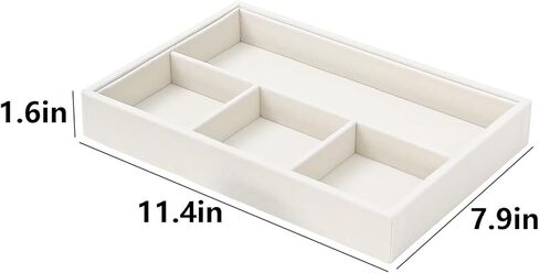 Beige 4Grid Bedside Organizer - Multi-use Holder for Desk, Nightstand, Drawer - Catchall Tray for Jewelry, Sunglasses, Phone, Watch, Perfume, Lipstick in Saudi Arabia