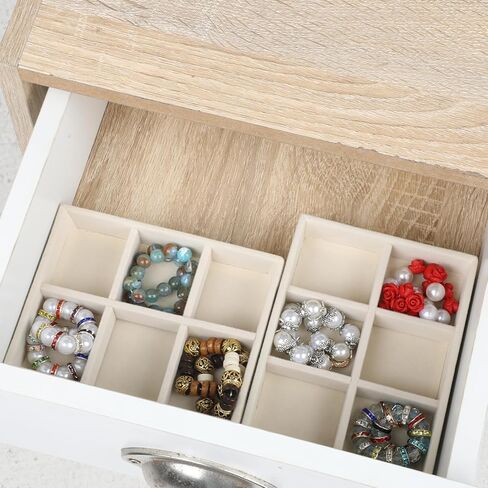 2 Pcs Stackable 6 Grids Drawer Jewelry Organizer, Premium Velvet Jewelry Box Inserts Felt Jewelrys Tray for Drawers Inserts Storage Tray Display Case Stud Earrings Bracelets Necklace Rings in Saudi Arabia