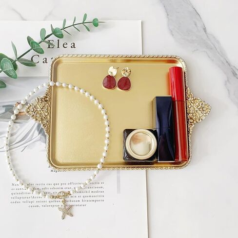 طبق مجوهرات، حامل حلقات طبق عتيق من الراتنج، منظم مجوهرات، طبق حلية ذهبي عتيق لديكور المنزل للمنزل والمكتب ورف الكتب in Kuwait