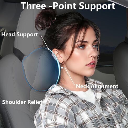 وسادة مسند رأس السيارة لدعم الرقبة من إسفنج الذاكرة وسادة رقبة السيارة ملائمة عالمية لراحة الرأس وسادة سفر وسادة سيارة لتخفيف الألم أثناء القيادة رمادي قطعتان in Kuwait