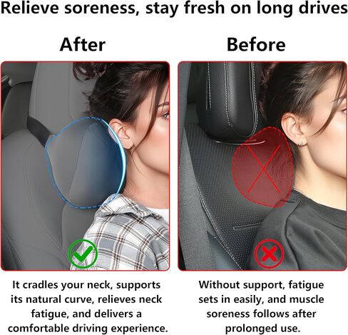 وسادة مسند رأس السيارة لدعم الرقبة من إسفنج الذاكرة وسادة رقبة السيارة ملائمة عالمية لراحة الرأس وسادة سفر وسادة سيارة لتخفيف الألم أثناء القيادة رمادي قطعتان in Kuwait