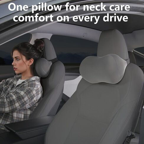 وسادة مسند رأس السيارة لدعم الرقبة من إسفنج الذاكرة وسادة رقبة السيارة ملائمة عالمية لراحة الرأس وسادة سفر وسادة سيارة لتخفيف الألم أثناء القيادة رمادي قطعتان in Kuwait