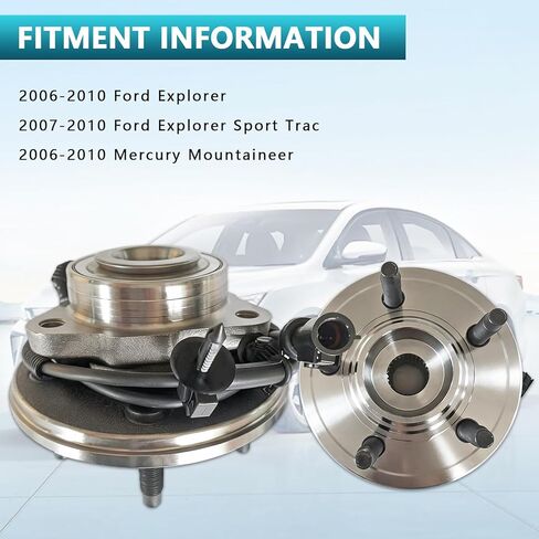 مجموعة محور تحمل العجلة الأمامية 515078 لسيارة Ford Explorer 2006-2010، Explorer Sport Trac 2007-2010، Mercury Mountaineer 2006-2010 (قطعتان) in Saudi Arabia