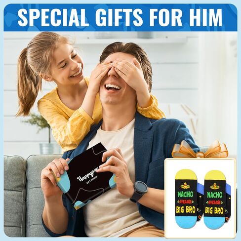 HAPPYPOP Big Brother Gift - Big Bro Socks for Men, Funny Birthday Christmas Gifts for Older Brother in Saudi Arabia