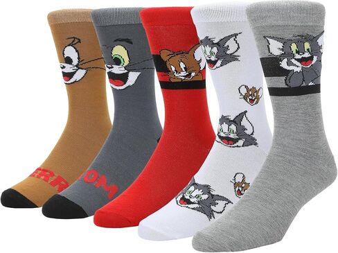 Bioworld Tom & Jerry Character Big Face Men’s Casual Crew Socks (Pack of 5) in Saudi Arabia