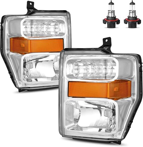 Halogen Headlights Assembly for 2008 2009 2010 Ford F250 F350 F450 F550 Super Duty Headlamp Replacement, High/Low Beam W/Bulbs, Driver&Passenger Side in Saudi Arabia