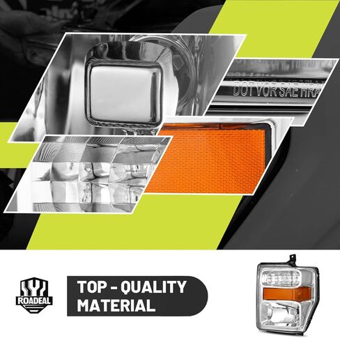 Halogen Headlights Assembly for 2008 2009 2010 Ford F250 F350 F450 F550 Super Duty Headlamp Replacement, High/Low Beam W/Bulbs, Driver&Passenger Side in Saudi Arabia