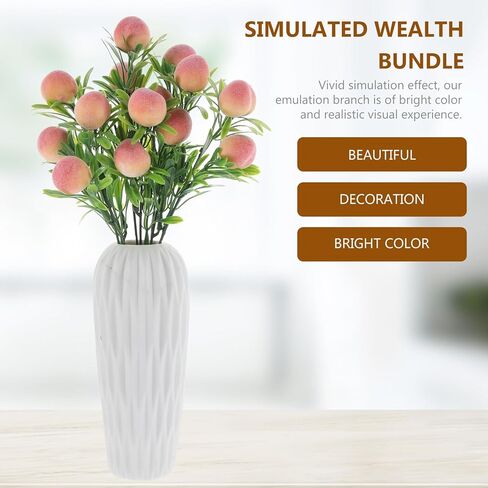 ABOOFAN Artificial Peach Branch Decor 2-Pack Faux Fruit Stems Realistic Simulated Peach Tree Branches for Home Table Centerpieces Wedding Party Vase Fillers in Saudi Arabia