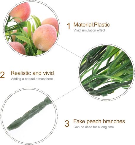 ABOOFAN Artificial Peach Branch Decor 2-Pack Faux Fruit Stems Realistic Simulated Peach Tree Branches for Home Table Centerpieces Wedding Party Vase Fillers in Saudi Arabia