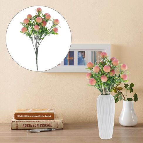 ABOOFAN Artificial Peach Branch Decor 2-Pack Faux Fruit Stems Realistic Simulated Peach Tree Branches for Home Table Centerpieces Wedding Party Vase Fillers in Saudi Arabia