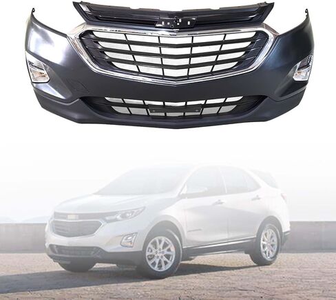 Equinox Front Bumper Cover Grille Kit Compatible with 2018 2019 2020 2021 Ch-evy Equinox LS,L,LT,Premier Plus,Premier Sport Utility 4-Door With Fog Lights Without Sensor Holes With Tow Hook Hole in Kuwait