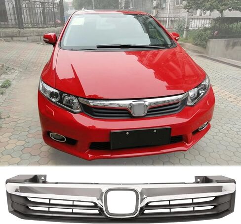 Front Bumper Grille Hood Grill Chrome For Honda Civic 2012 4-door Sedan HO1200206 HO1210139 71121TR0A01 in Kuwait