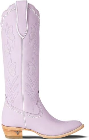 Lane Sweet Memories Western Cowboy Boots, Lavender Leather, Knee-High with Floral Embroidery, Side Zipper, Sculpted Rounde Toe 15.75" Shaft in Saudi Arabia
