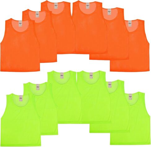 imflyker Scrimmage Team Practice Jerseys Nylon Mesh Vests Pinnies for Youth Adult Sports Basketball, Soccer, Football, Volleyball (12 Pack) (6 Black + 6 White) in Saudi Arabia