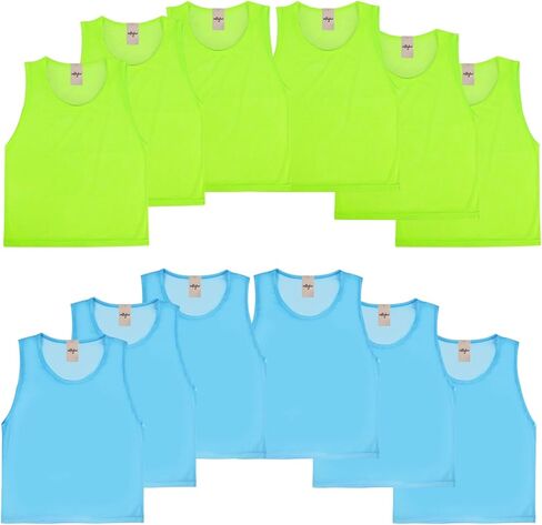 imflyker Scrimmage Team Practice Jerseys Nylon Mesh Vests Pinnies for Youth Adult Sports Basketball, Soccer, Football, Volleyball (12 Pack) (6 Black + 6 White) in Saudi Arabia