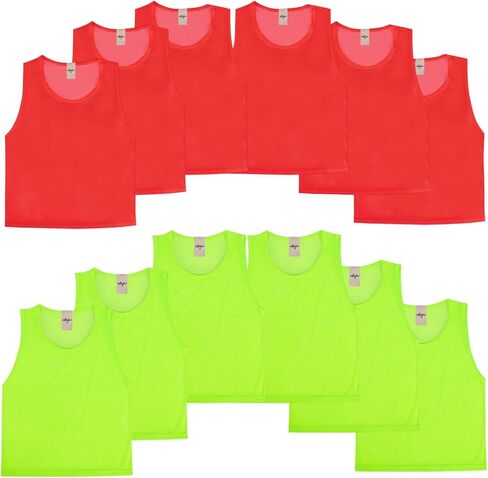 imflyker Scrimmage Team Practice Jerseys Nylon Mesh Vests Pinnies for Youth Adult Sports Basketball, Soccer, Football, Volleyball (12 Pack) (6 Black + 6 White) in Saudi Arabia