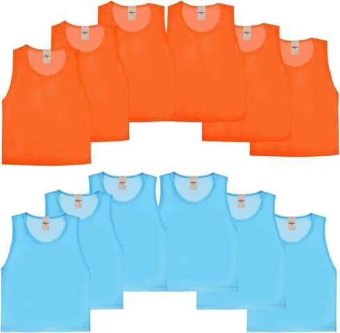 imflyker Scrimmage Team Practice Jerseys Nylon Mesh Vests Pinnies for Youth Adult Sports Basketball, Soccer, Football, Volleyball (12 Pack) (6 Black + 6 White) in Saudi Arabia